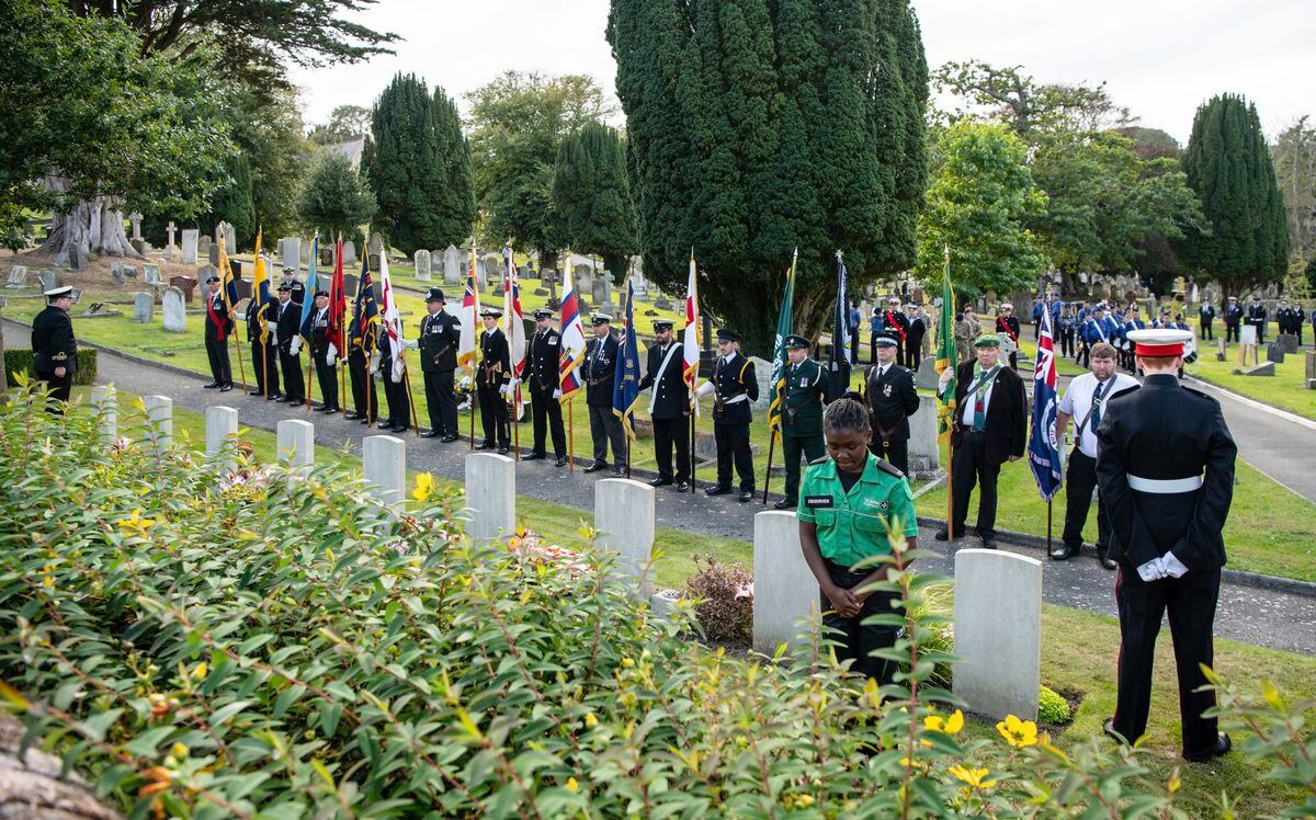 The scene at last year's service held at the Foulon in memory of those who died aboard HMS Charybdis and HMS Limbourne. (Picture by Andrew Le Poidevin, 31288650)