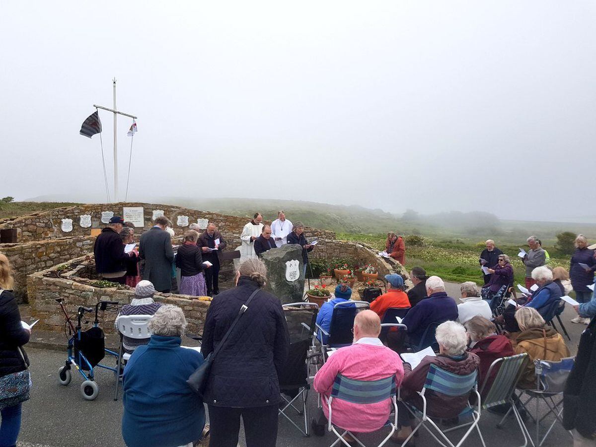 The annual service to remember slave workers who died on Alderney during the Second World War was held at the Hammond Memorial on Sunday. (Picture supplied by Alex Snowdon)