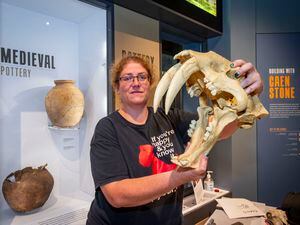 Liz Sweet with an ancient animal skull at last year's Big Geekend. (Picture By Sophie Rabey, 31288341)