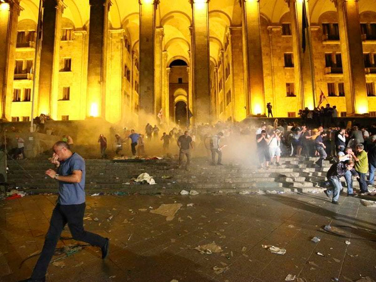 Georgia Police Fire Tear Gas At Protesters Seeking To Storm Parliament ...