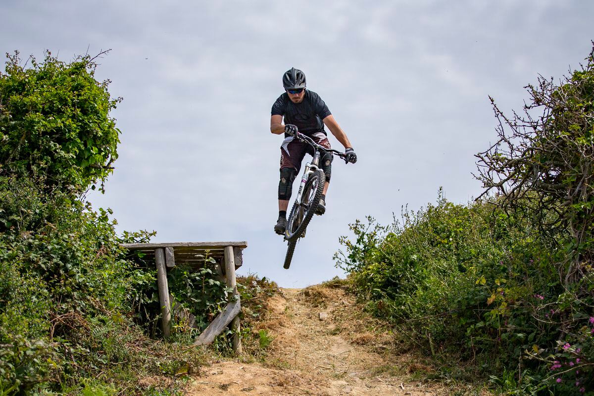 GVC mountain-bike coordinator Gary Robert taking part in the Gravity Series last weekend at La Pomare. (Picture by Luke Le Prevost, 30847106)
