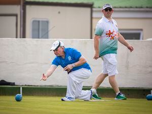 Picture by Sophie Rabey.  03/09/22.   Bowls Guernsey Island Championship Finals at Vale Rec.  Saturday AM..Mens Singles - Matt Solway V Gary Pitschou.. (31227635)