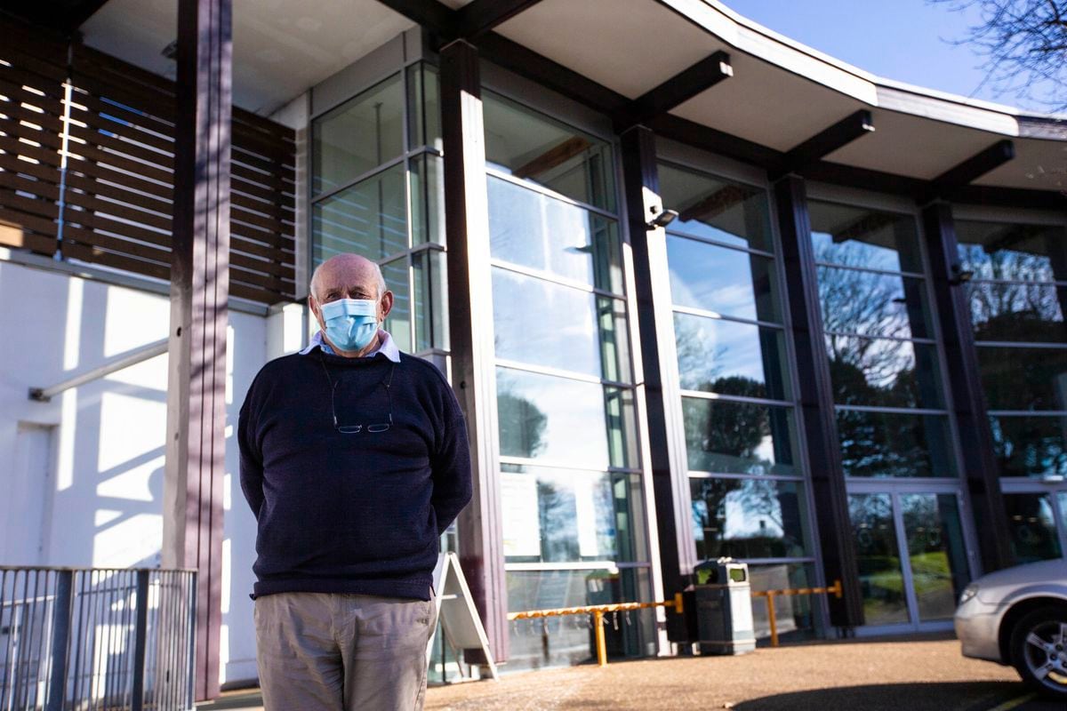 Picture by Peter Frankland. 25-01-21 Guernsey's first working day of the second lockdown. The vaccination centre at Beau Sejour is now operational. Stanley Cleal, 78 (29159665)