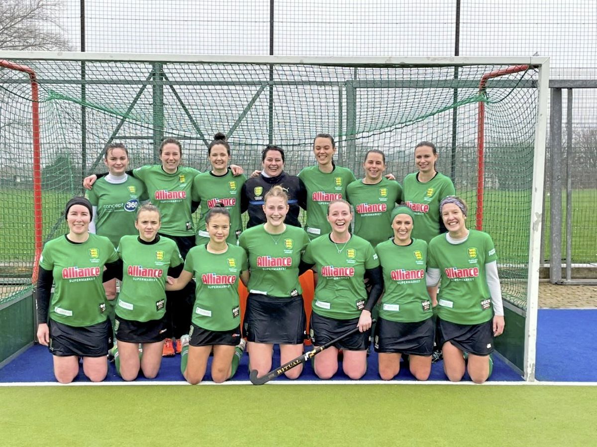 The Guernsey team who played Havant in the EH Women's Tier Two Championship. Back row, left to right: Mia Lloyd-Jones, Alex Bevis, Chesi McLuskey, Emma Atkinson, Kelley Cameron, Becky Hubbard, Megan Stewart. Front: Holly Stubbert-Malley, Harriet Savident, Mali Smith, Katherine Bushell, Becky McAllister, Laura Webber, Lucy Waldrom. (Picture by Sophie Warren, 30376939)