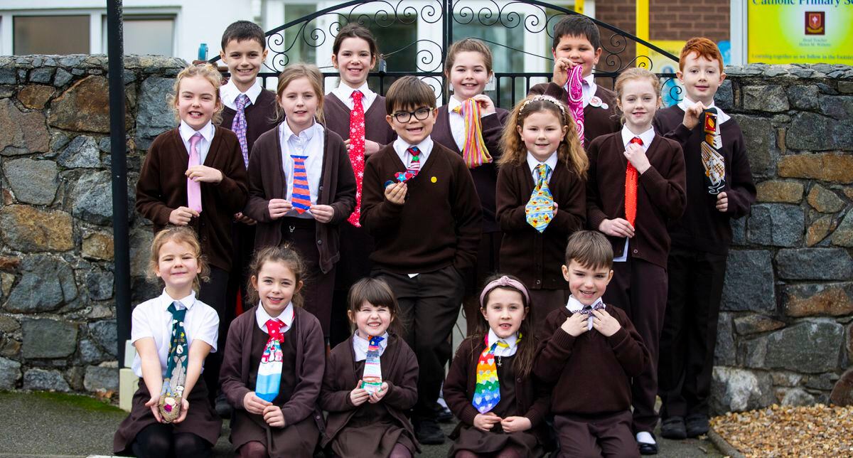 St Mary & St Michael Primary School pupils wore colourful ties in support of Loud Tie Day, some of which they had made themselves. (Picture by Luke Le Prevost, 31743847)