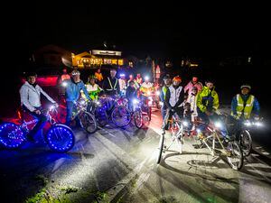 Cyclists gathered at the Pony Inn for the Guernsey Bicycle Group’s inaugural night ride with visibility the object of the event.(Pictures by Luke Le Prevost, 31529159)