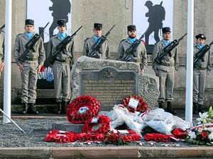 The memorial at Masnieres to the men of the Royal Guernsey Light Infantry was unveiled in a ceremony attended by both French and Bailiwick representatives yesterday.                         (Picture by Peter Frankland, 20042001)