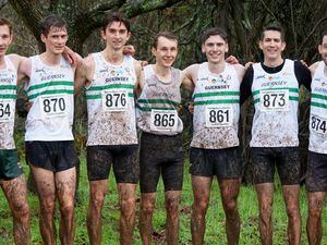 Guernsey's first seven at the Hampshire Cross-Country Championships. Left to right: Dan Galpin, Sam Lesley, Alex Rowe, Sammy Galpin, Richard Bartram, Lee Merrien, James Priest. (Picture by Jamie Ingrouille, 30374013)