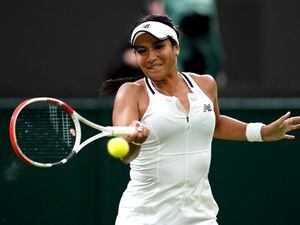 Heather Watson during her match against Tamara Korpatsch yesterday at Wimbledon. (Picture PA Wire / PA Images, 30973143)