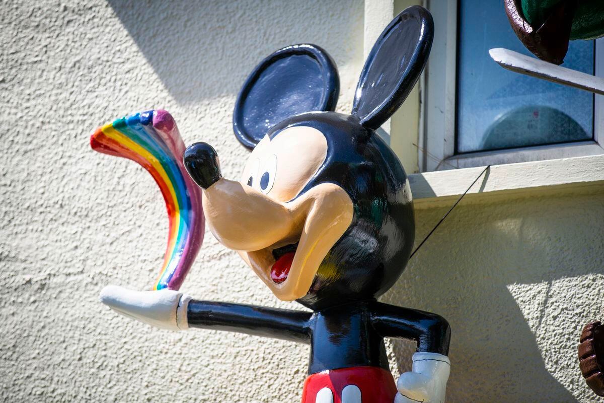 Vandalised Mickey Mouse back on show with rainbow | Guernsey Press