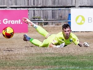 Goalkeeper Jason Martin made some fine save for Guernsey FC, but the Green Lions still went down 3-0 at Southall on Saturday afternoon. (Picture by ESA Photos, 31149614)