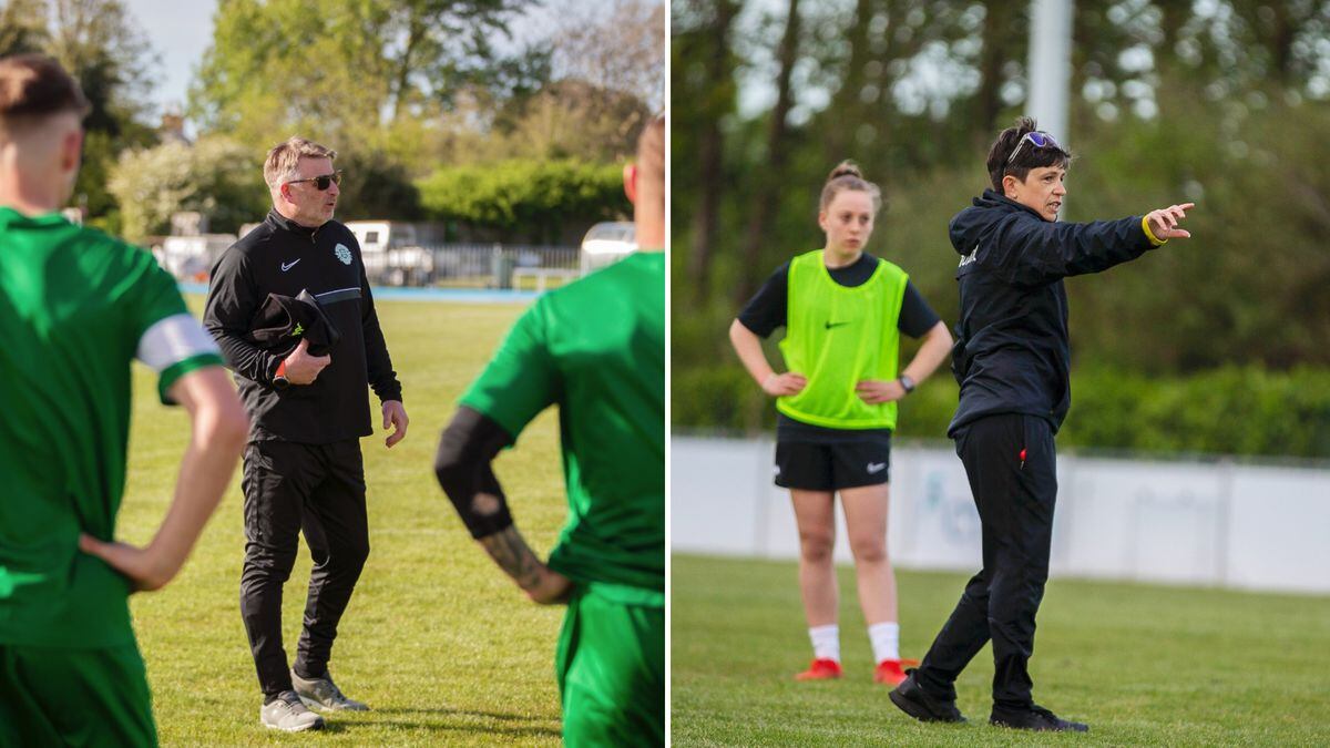 Guernsey's men and women have both been training at Footes Lane this week with the two matches set to be played at the same venue on the same day for the first time ever. (Pictures by Luke Le Prevost)