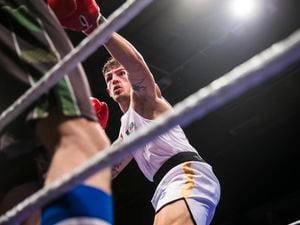 Picture By Peter Frankland. 12-10-19 Boxing Open Show at Beau Sejour. Guernsey v UK Select. Billy Le Poullain (red) v Andrea Dascalu. (30122501)