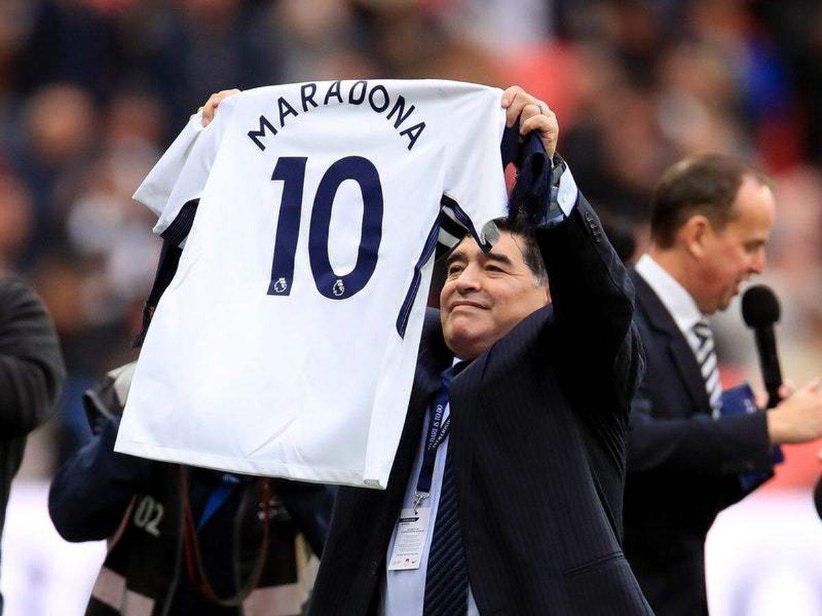 Watch out, Harry Kane! Diego Maradona receives Spurs' No. 10 shirt on  Wembley trip