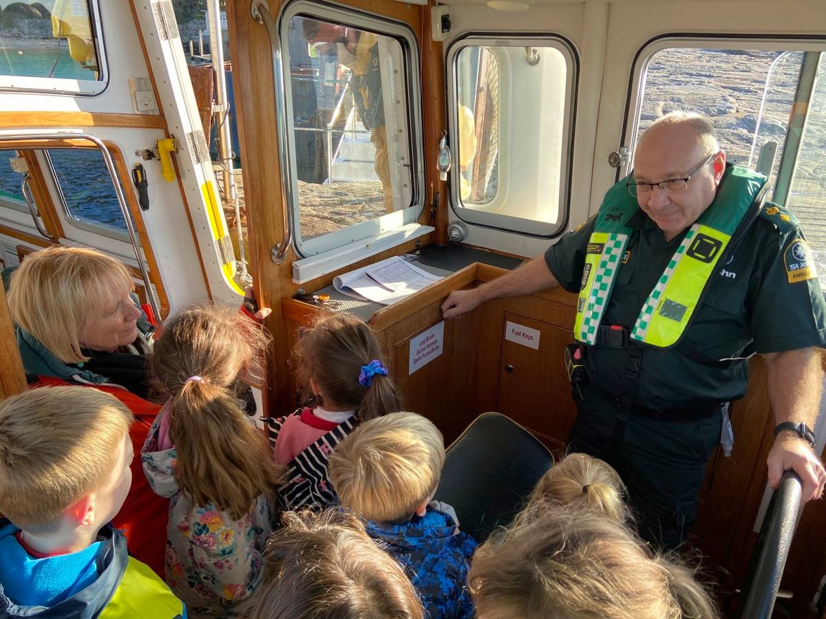 A planned visit by the Flying Christine III allowed Herm School pupils to tour the marine ambulance.