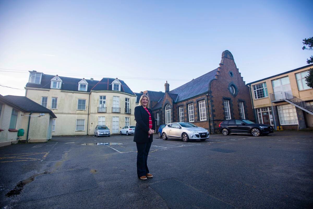 Deputy Victoria Oliver at the former Education office, Grange House, an example of a States-owned property that had a development framework attached to it that helped with it receiving an offer. (Picture by Peter Frankland, 30378302)