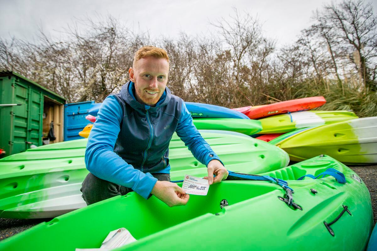 Outdoor Guernsey’s Alfie Ford-Parker will be a busy man putting Guernsey Ports stickers on new kayaks it has bought to hire this summer. (Picture by Sophie Rabey, 31913106)