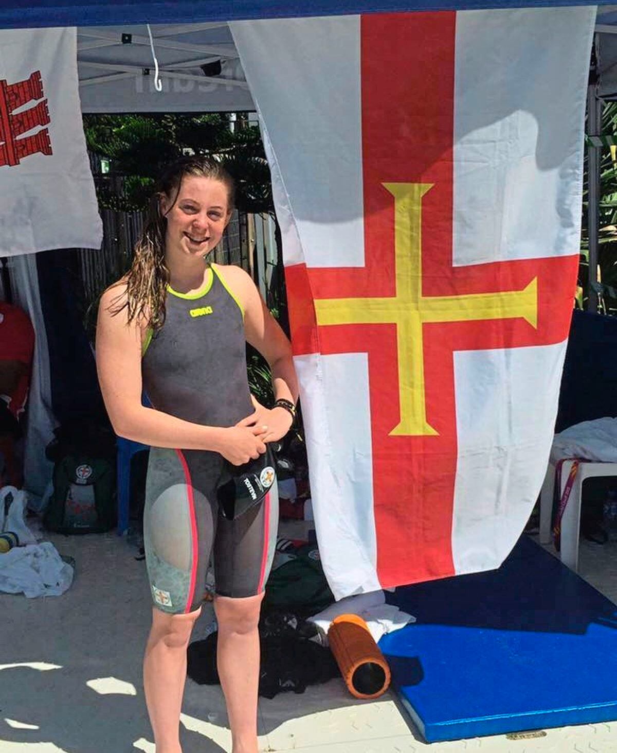 Proudly flying the Guernsey flag, 14-year-old Tatiana Tostevin, (Picture by Guernsey Commonwealth Games Association, 21124653)