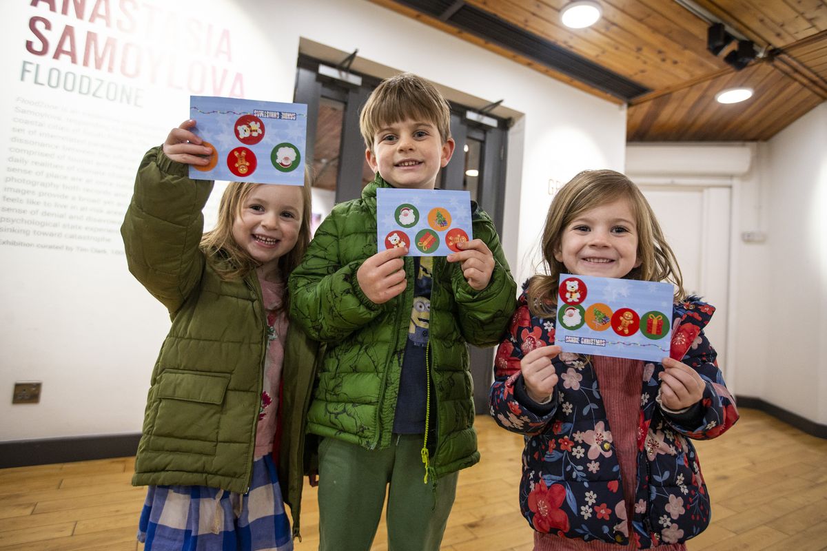Left to right, Marnie, Niall and Freya Holland on the sticker trail. (31533987)