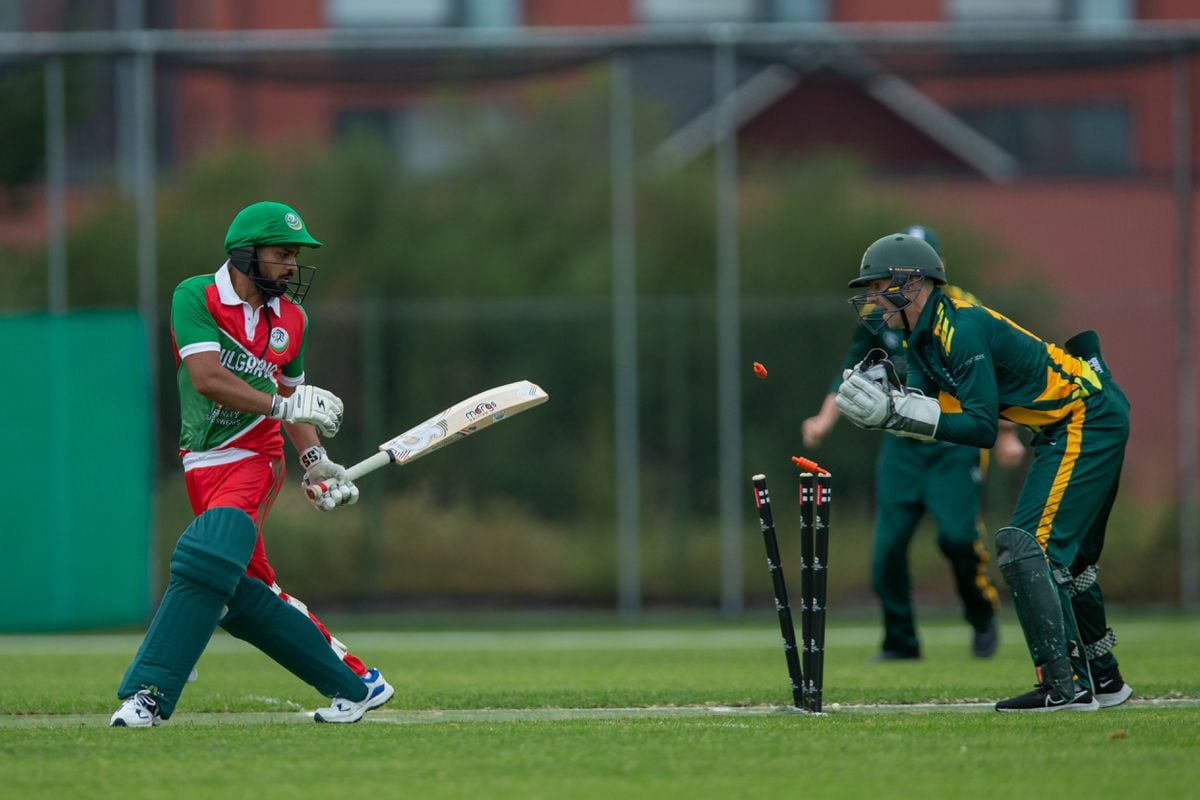 Guernsey wicketkeeper Jason Martin stumps Rohit Dhiman. (Picture by Martin Gray, www.guernseysportphotography.com, 31069015)
