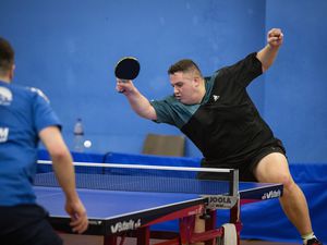 Picture by Luke Le Prevost. 29-03-23..Table Tennis GTTA Island Championships Finals action at the Table Tennis Centre. Mens Singles: L-R Garry Dodd v Ben Foss. (31959024)