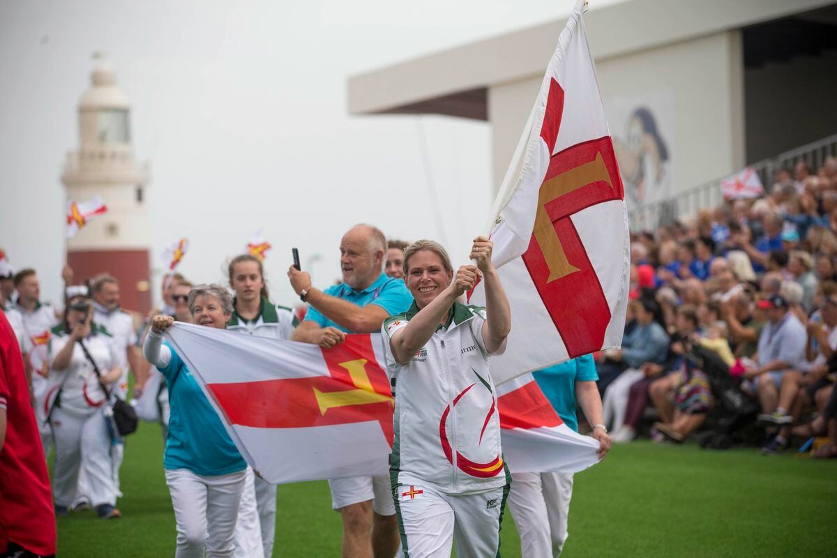 Team Guernsey flag-bearer Nikki Trebert. (Picture By Peter Frankland, 25160118)