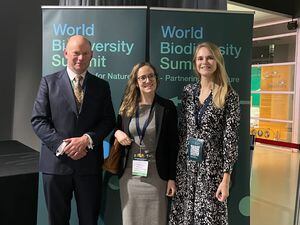 Left to right: William Mason, director-general of the Guernsey Financial Services Commission, Tiffany Moeller, commission staff officer, and Steff Glover, head of strategy and sustainable finance at Guernsey Finance.