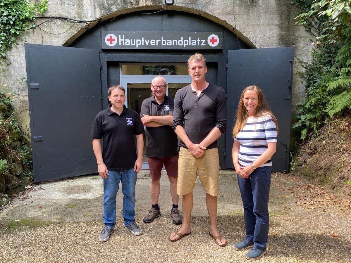 Dan Snow was filming in Guernsey in July with Festung Guernsey and Tours of Guernsey.L-R Steve Powell and Pierre Renier from Festung, Dan Snow and Amanda Johns. (31293586)