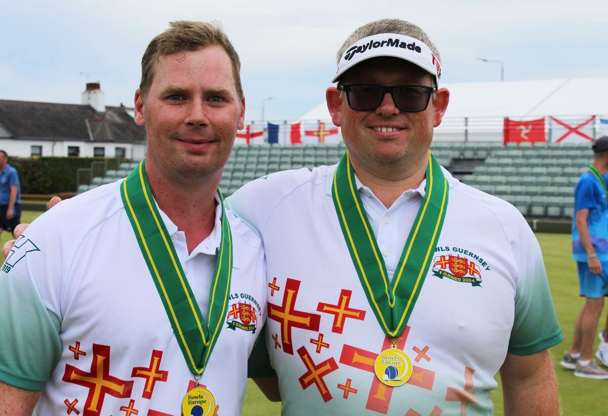 Guernsey's European Championships silver medallists from the men's pairs Todd Priaulx, left, and Matt Solway. (31024797)