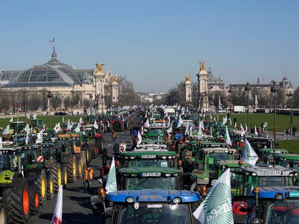 Farmers drive hundreds of tractors to Paris to protest against pesticide ban