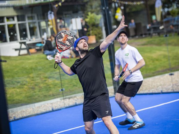 Picture by Sophie Rabey.  18-03-23.  Guernsey Padel Club Tournament..Rob West and Jon Young.. (32149249)