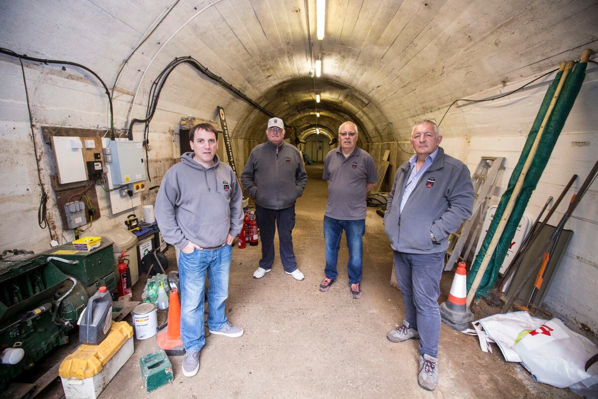 Festung Guernsey has been busy at the German Underground Hospital in St Andrew’s. Members have ripped out the entrance and have wired the building for internet and are planning to put in a cinema for wartime films. Left to right: Steve Powell, Martin Murphy, Phil Martin and Paul Bourgaize. (Picture by Adrian Miller, 28428088)