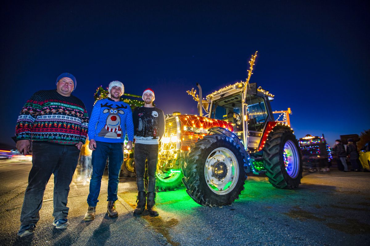 Three of the organisers, left to right, Matthew Spruce, Ben Le Page and Peter Reddall, before the start of last year’s festive tractor run. (Picture by Peter Frankland, 31535881)