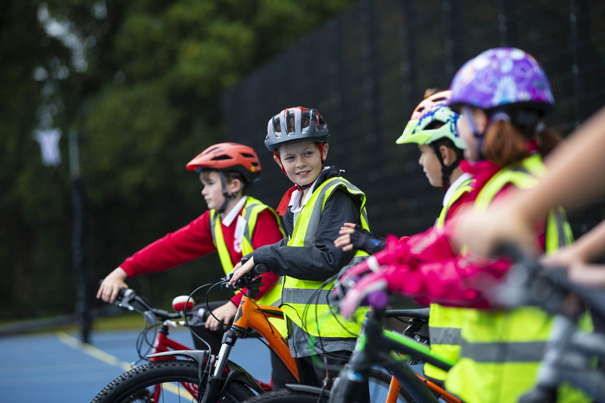 Blanchelande College pupils taking part in a Bikeability session during the 2022 Cycle To School Week.(Picture by Peter Frankland, 31649578)