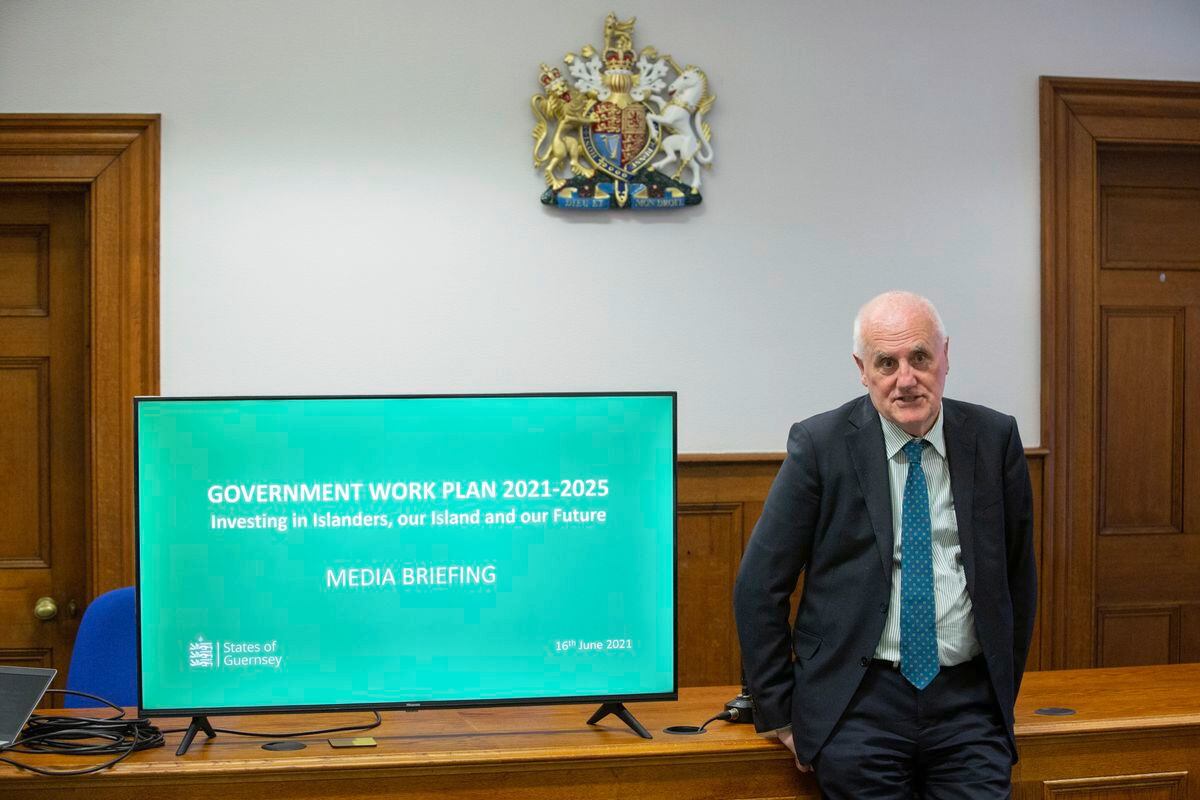 Policy & Resources president Deputy Peter Ferbrache at the presentation of the Government Work Plan. (Picture by Peter Frankland, 29664791)