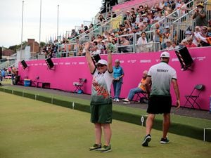 Lucy Beere acknowledges the crowd after claiming the silver medal when beaten 21-17 by Ellen Ryan of Australia in the women’s bowls singles final at the Commonwealth Games. (Picture by Mike Marshall)