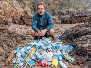 Pierre Ehmann with some of the rubbish haul from a morning beach clean.  picture by Richard L Lord (30554131)