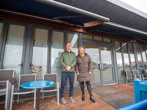 Picture by Luke Le Prevost. 28-02-22..Vistas cafe on Vazon has been bought by billionaire Steve Landsdown. L-R Liam Smyth, operations manager for Westward Investment limited, and Bonny Hamilton, property manager for Pula limited. (30550692)