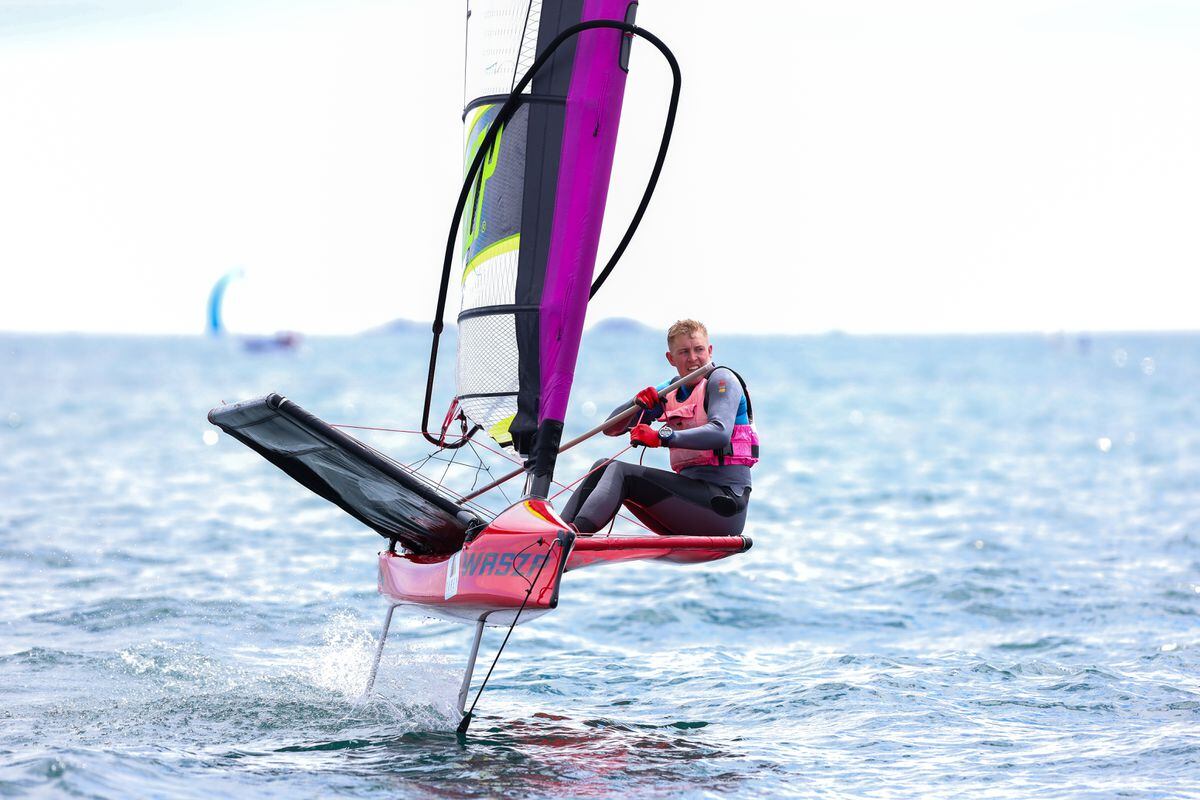 Balancing act: Andy Bridgman concentrating hard to get the best out of his high-tech foiling Waszp. (Picture by Pierre Bisson, GsyPhoto, 31772158)