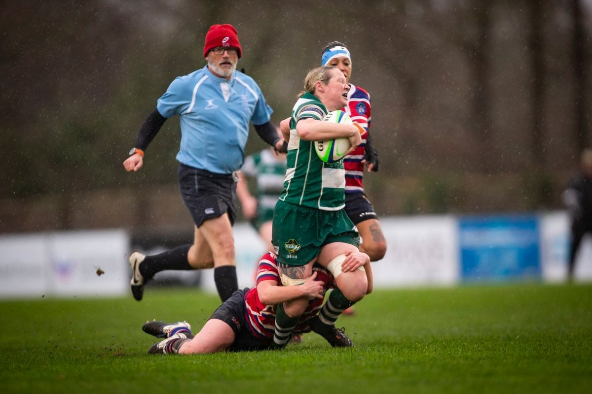 Guernsey forward Fiona Power is hauled down at the end of a great run. (Picture by Sophie Rabey, 30372755)