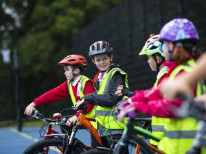 Blanchelande College pupils taking part in a Bikeability session during the 2022 Cycle To School Week.(Picture by Peter Frankland, 31649578)