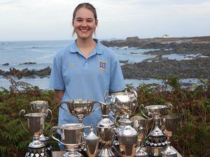 Guernsey Rifle Club Summer Prize Meeting. Sophie Hodge with her trophy collection.
Picture supplied by Peter Sirett, 23-08-22 (31180614)