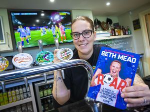 Picture By Peter Frankland. 15-08-23 Gearing up for Sunday's women's world cup final at the KGV on Sunday. Sarah De Carteret - Bar Manager.. (32429499)