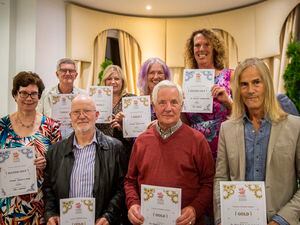 Picture by Luke Le Prevost. 15-09-22..Floral Guernsey Community Awards at Les Cotils. Nominations and certificates for Best Douzaine Room and Constables' Office Award.. (31274124)