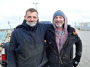 Alderney’s last two professional fishermen, Lewis Main, left, and Dave Gillingham jnr. (Picture by David Nash)