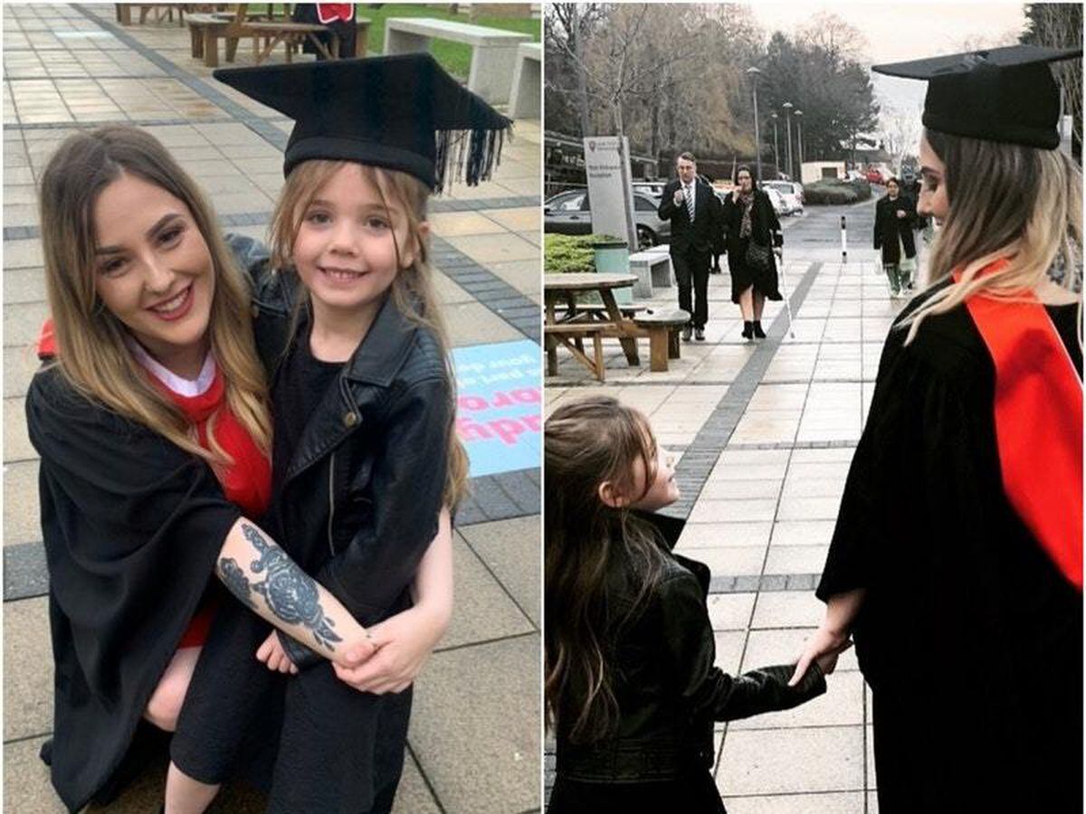 Mother Who Gave Birth As Teenager Graduates Holding Daughters Hand