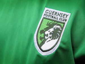Pic by Tom Tardif 08-07-11. Garenne Stand, Foote's Lane, St Peter Port. The official new Guernsey FC Football kit has been 'unveiled' today. The new Logo on the shirt..REF: IMG_9600.JPG ..GFC... (30508399)
