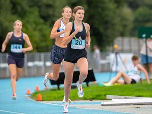 Pic supplied by Andrew Le Poidevin: 21-08-2022...Guernsey Athletics Track & Field event at Footes Lane. 20 Darcey Hodgson followed by Emma Etheredge and Rebecca Toll. (31262904)