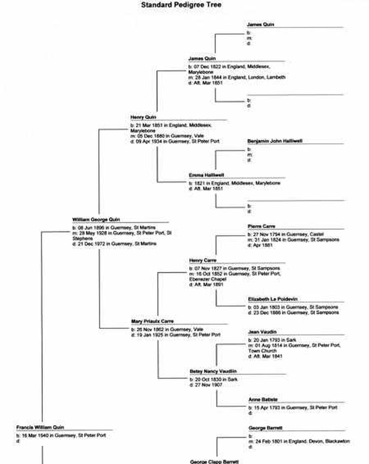 Francis Quin's Family Tree 