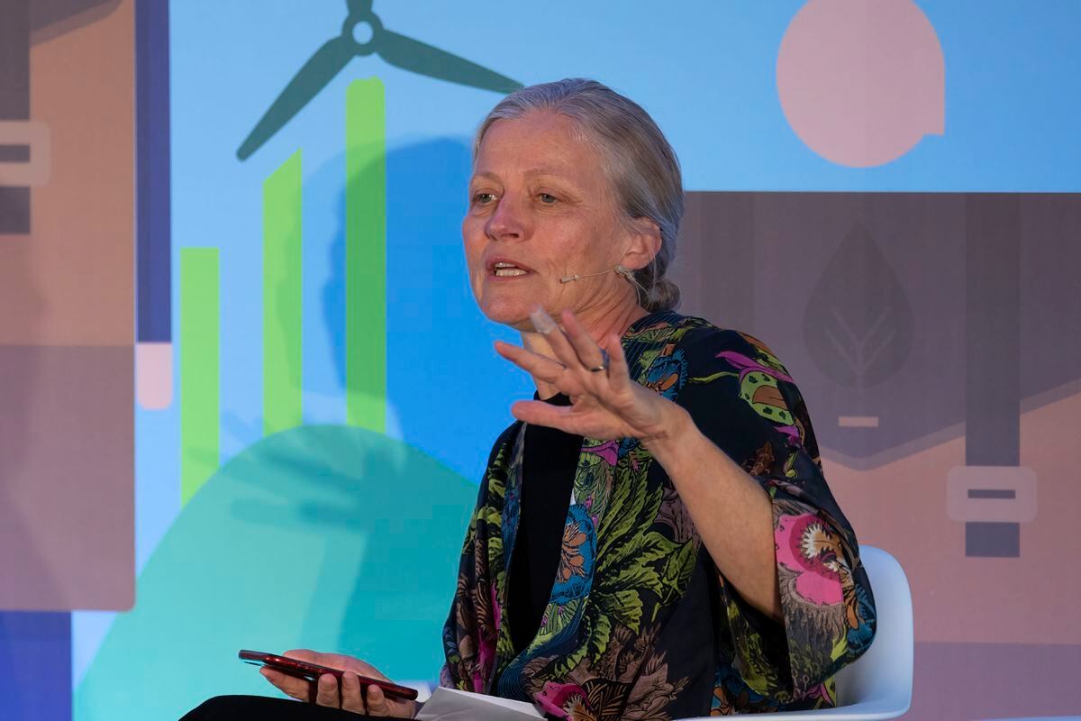 Guernsey Finance - Sustainable Finance Week - Day 1.Emma Howard Boyd, retiring chairwoman of the UK Environment Agency, speaking at Sustainable Finance Week, September 2022. (31296608)